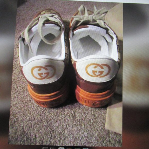 GUCCI Italy Brown Supreme Rython Interlocking G Tennis Shoes Sneakers Size 44 10